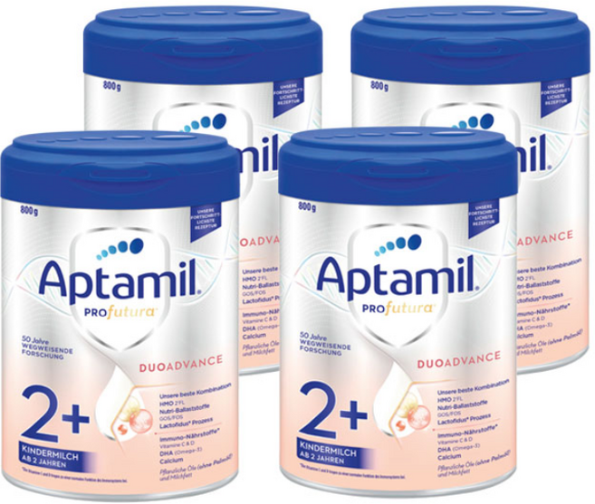 [독일직항] 압타밀 프로푸트라 킨더밀쉬 2+ (24개월이상) 800g x 4통, 4박스