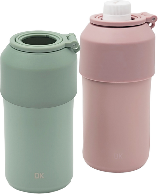 1+1 대일리 페트병 아이스 캔 쿨러 보냉 홀더 500ml, 2개, 연핑크+연그린