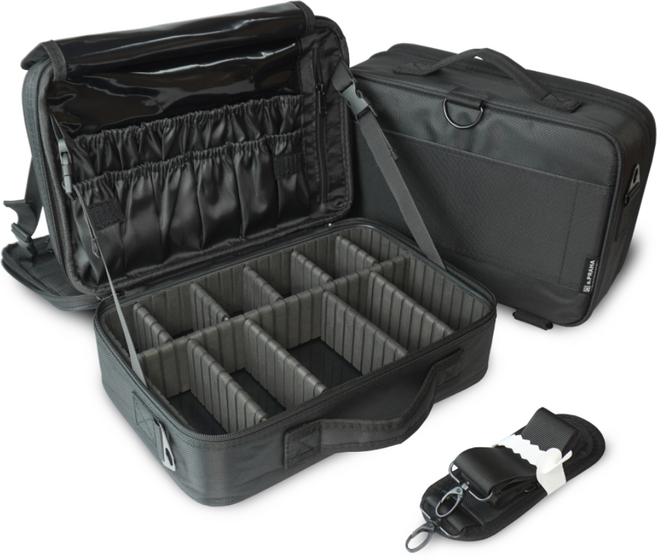 에이프라하 KOKO 메이크업 가방 다용도 뷰티 화장품 파우치 미용 칸막이 브러쉬 소품 정리 박스 대용량 소형 대형 특대형 2단 현장 출장 케이스, 1개, 블랙, 올뉴.KOKO블랙-중형(M)