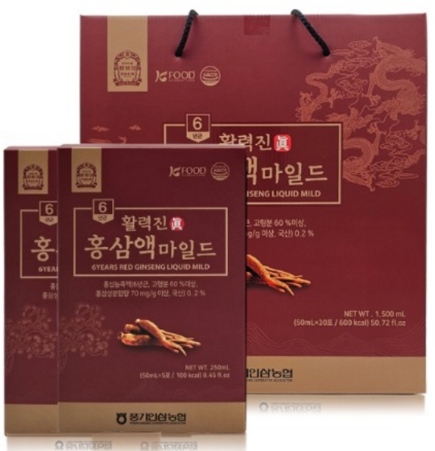 황풍정 풍기인삼농협 활력진 홍삼액 마일드 30포, 30개, 50ml