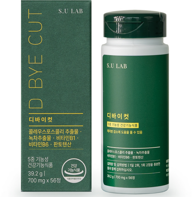 디바이컷 다이어트 보조제 콜레우스 포스콜리 녹차 추출물 체지방, 1박스, 56정