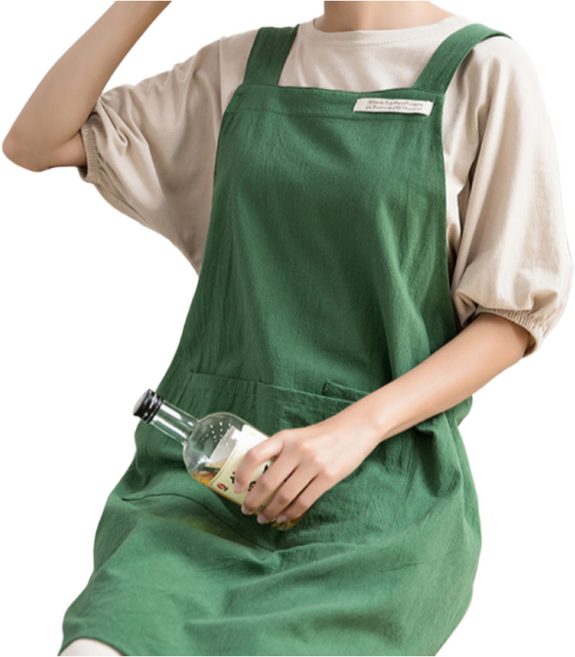 에잇원 내추럴 순면 린넨 앞치마, 1개, 그린