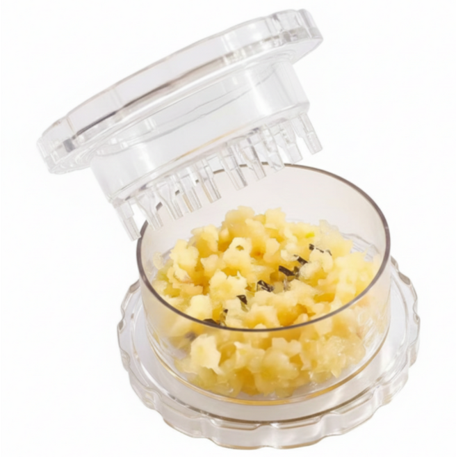 1+1 수동 미니 마늘다지기 가정용 캠핑용, 1세트, 투명+블루