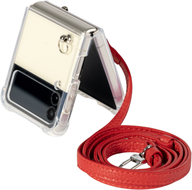 루스톤 솔리드 클리어 방탄 젤리 가죽 스트랩 케이스