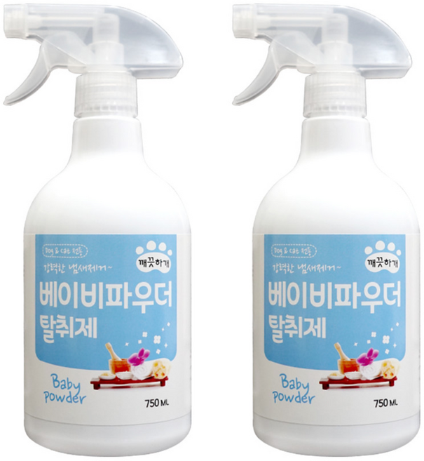 깨끗하개 탈취제 베이비파우더향, 750ml, 2개