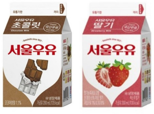 서울우유 카톤 초코우유 + 딸기우유, 12개, 200ml