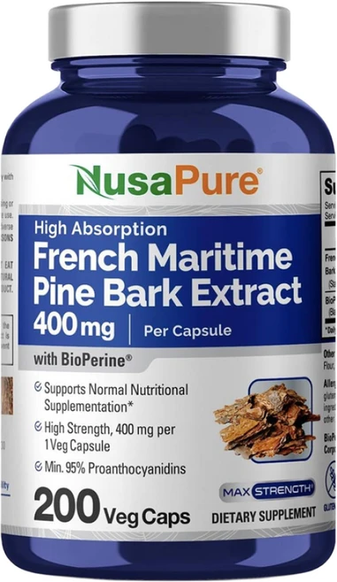 파인바크 프랑스해상 소나무껍질 400mg 200캡슐 6개월 고함량 고용량 Pine Ba, 200정, 1개 - 쿠팡