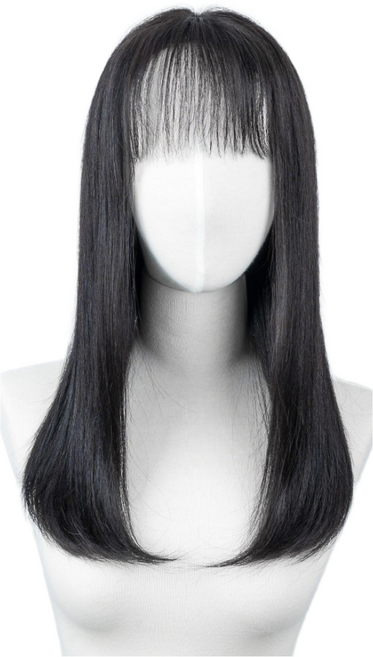 가발닷컴 인모 수제 통가발 손질이 쉬운 C컬 스타일 라피네 전체가발, 1개, 레이스 프론트 T 라피네 (자연검정)