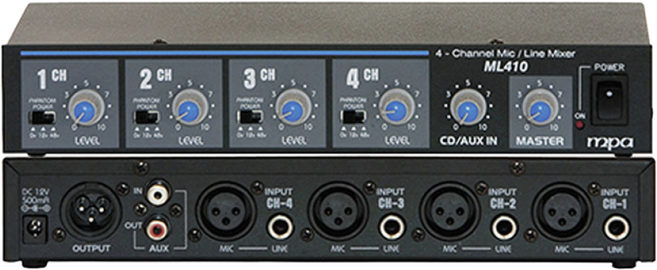 MPA ML-410 4채널 마이크 믹서 분배기, 검정