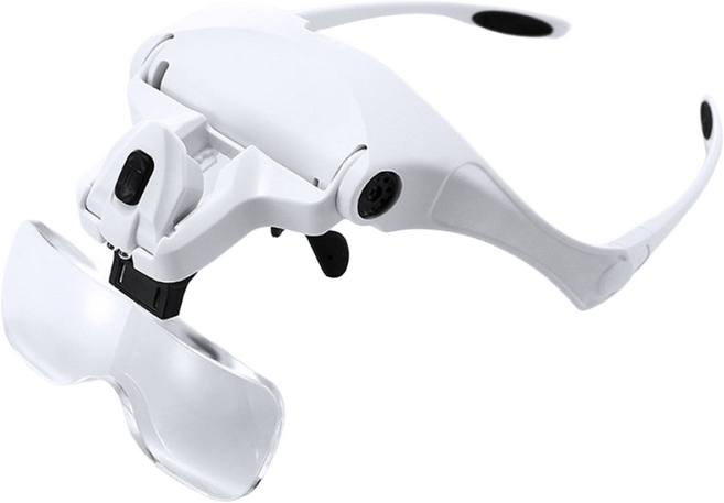 [비버블리] LED 조명 확대경 돋보기 안경 정밀 작업용 안경 (A type.렌즈굴곡형), 1개