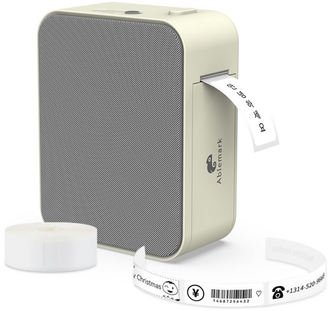 Ablemark 라벨 프린터 네임 스티커 라벨기 가정용 프린터기 미니 휴대용, 1개, 라벨기 베이지