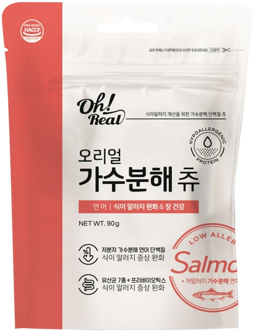 옵티펫 반려동물 오리얼 가수분해 츄 간식, 연어, 90g, 1개 - 쿠팡