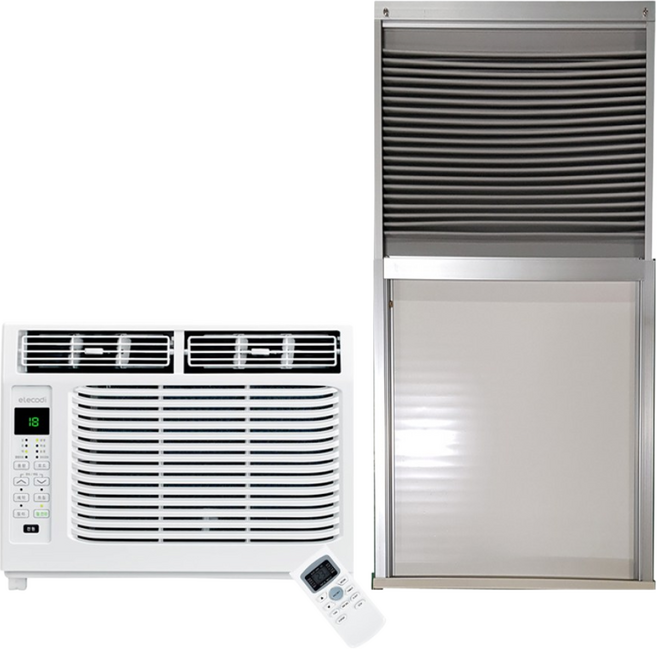 일렉코디 최신형창문형에어컨 당일발송 실외기없는에어컨 창틀에어컨 -HK, 에어컨+대형자재(100~150CM용)+창틀지지대