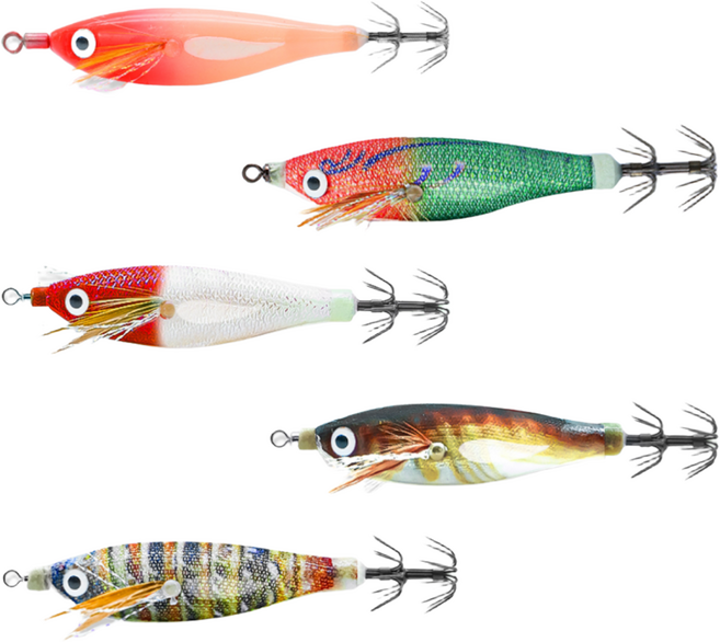 대용량 미니 드롭퍼에기 55mm 투톤 야광 고급 5종세트 케이스포함 쭈꾸미 갑오징어 한치 두족류 필수 기본 에깅템, 1세트, 60g, 아지세트