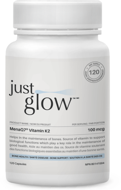 저스트글로우 MenaQ7 비타민 K2 MK-7 100mcg 메나퀴논 베지 캡슐, 1개, 120정