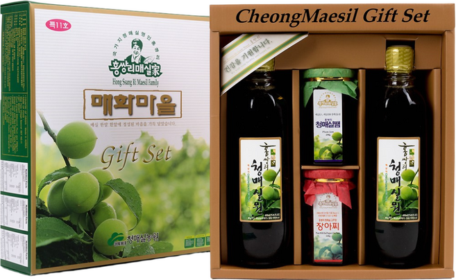 홍쌍리 매실청 선물세트 특11호 ( 600ml x 2병+고추장장아찌+매실쨈), 1세트