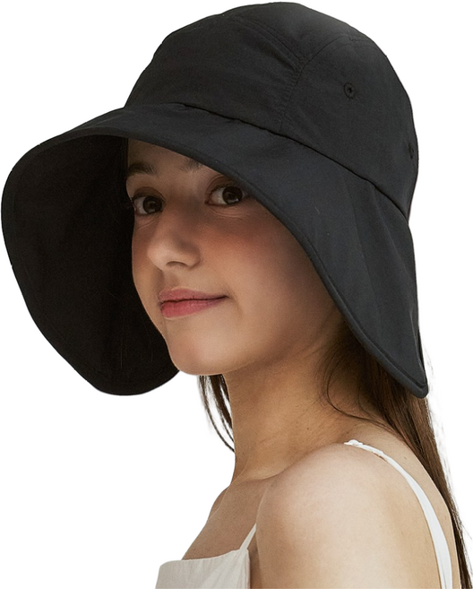 서프코코스 양볼 커버 소두핏 모자 얼굴 햇빛가리개 UV차단 썬캡, 블랙