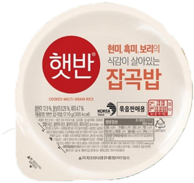 코스트코 맛있는 전자렌지 즉석밥 간편밥 현미 흑미 보리 를 넣은 햇반 잡곡밥, 210g, 36개