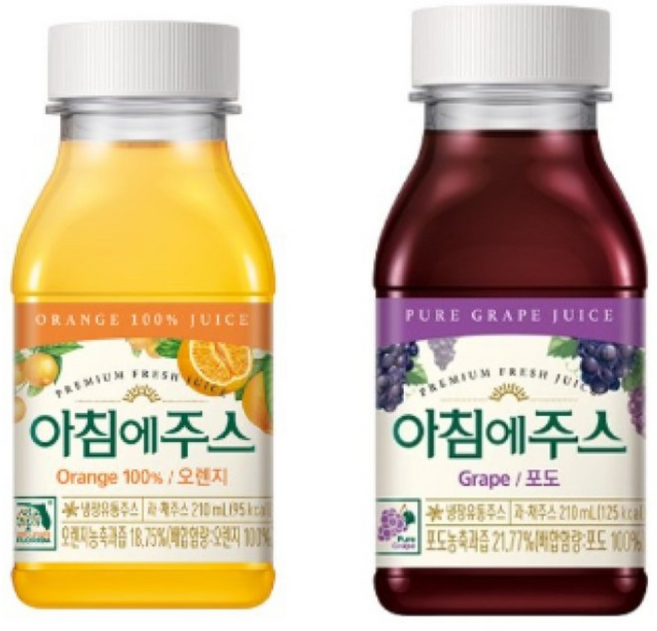 아침에주스 오렌지+포도, 16개, 210ml