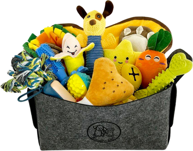 [RainbowTails]15종 프리미엄 세트: 강아지 장난감 +노즈워크 매트- 삑삑이 인형 노즈워크 공 이갈이 로프 삑삑이 공 이갈이 장난감, 1개