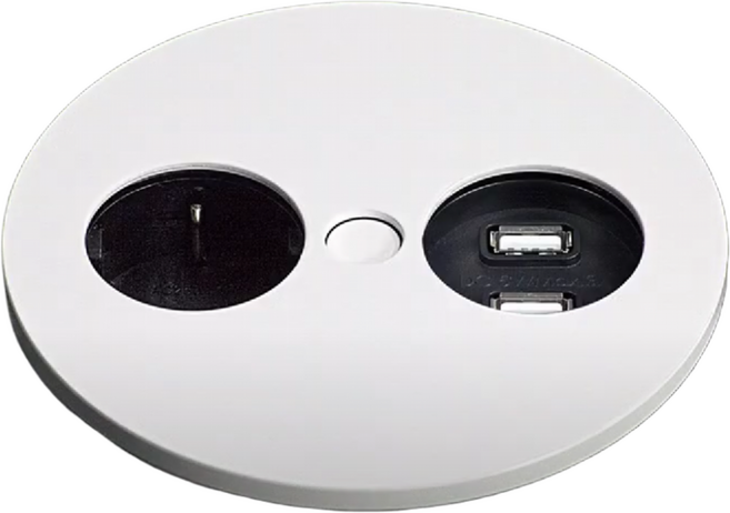 BIS 빌트인 매립 콘센트 BID-201SP 가구 식탁 아일랜드 주방 카운터 회의실 상판 미팅 테이블 원형 스핀 1구 USB 2구, 1개