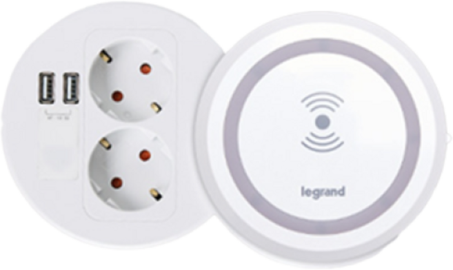 태성전기 르그랑 빌트인 원형 무선 콘센트 2구+USB 2포트 화이트