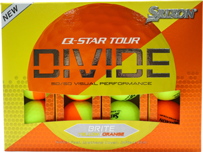24 Q-STAR TOUR DIVIDE 큐스타 디바이드 12구 반반 무광 골프공, 옐로우/오렌지, 1개