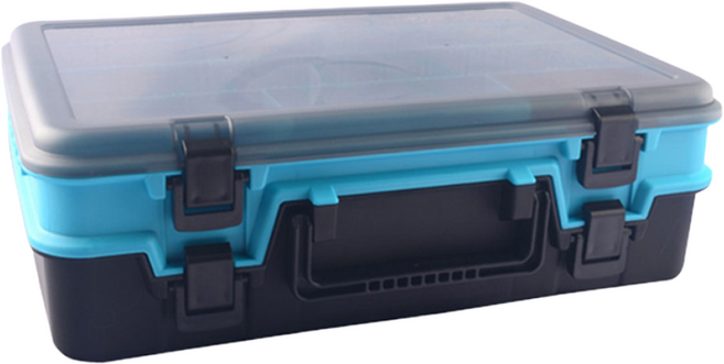 아띠꼴로 대형 낚시 태클박스 양면 소품 케이스 수납 정리함, 1개, 마야블루