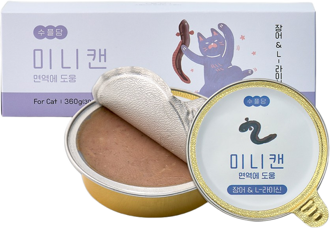 수플담 미니캔 이뮨 고양이 습식 보양식 엘라이신, 12개, 30g, 민물장어
