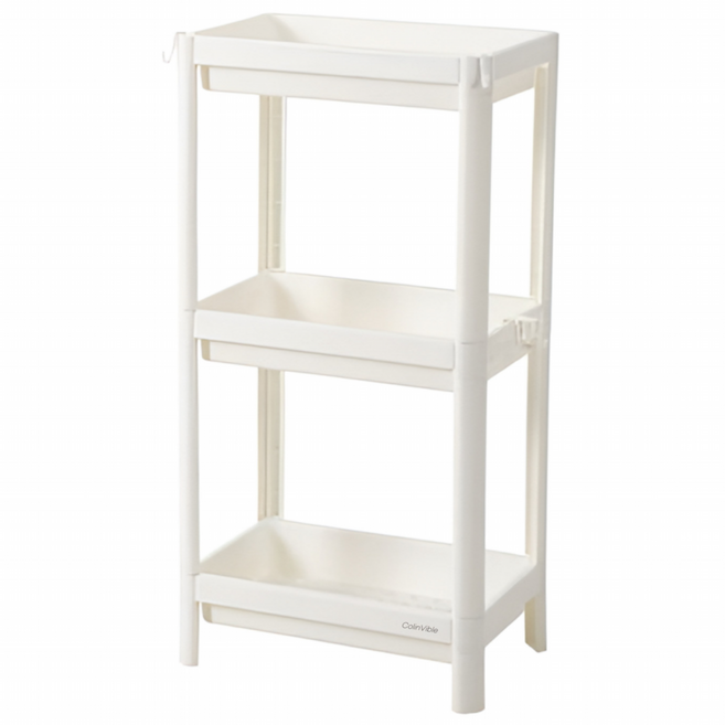콜린바이블 다용도 수납 선반 주방 욕실 틈새 수납장, 화이트 3단, 1개