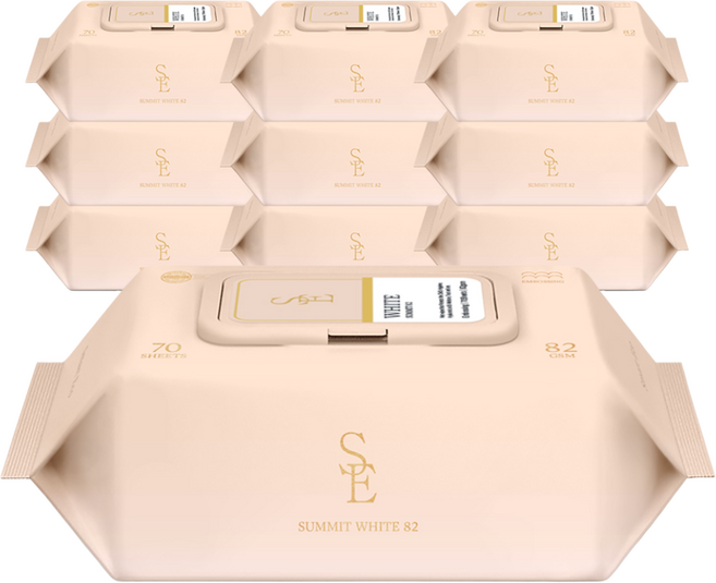 스마트에코 고평량 써밋 82g 화이트 70매 10팩 캡형 엠보 아기물티슈, 10개