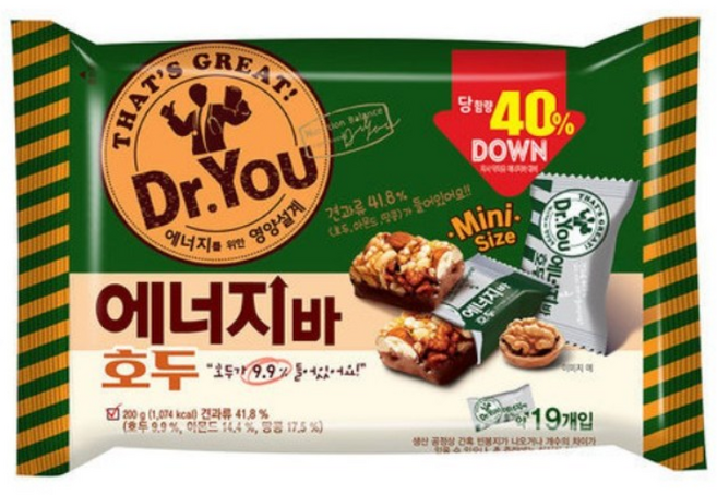 닥터유 에너지바미니 호두, 200g, 1개