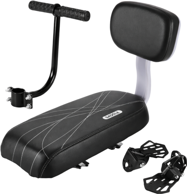 글로리존 자전거 뒷좌석 등받이 안장 발판 손잡이 풀세트, 1개, 블랙
