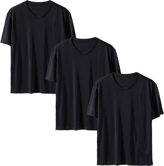 [당일발송] 3장 기능성 냉감 쿨드라이 라운드 반팔 무지 쿨티셔츠