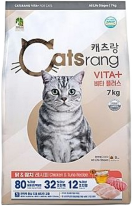 캐츠랑 비타플러스 전연령 고양이 사료 건식, 7kg, 1포, 닭+참치