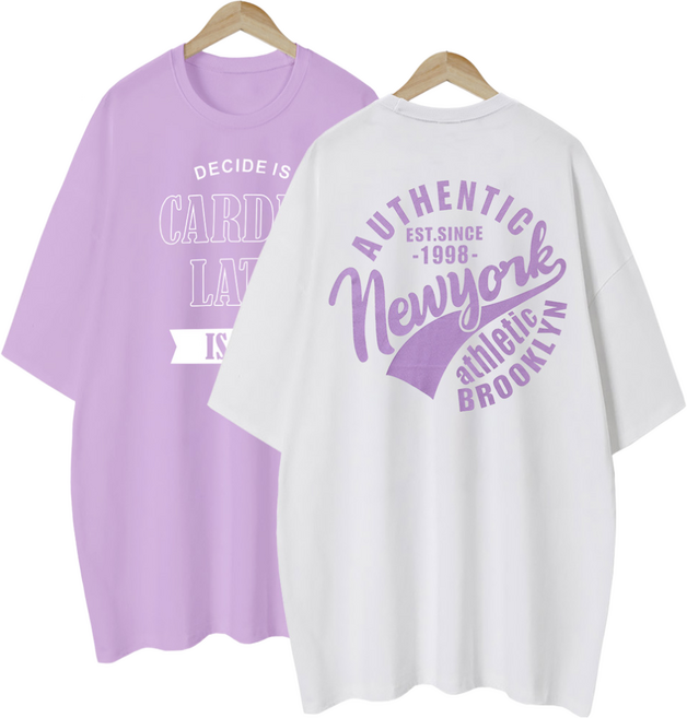 여성용 롱티 프린팅 레터링 여성 여자 반팔 티셔츠 루즈핏 편안한 빅사이즈 티