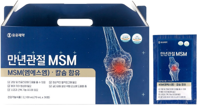 유유제약 뼈건강 만년관절 MSM 엠에스엠 2000 칼슘 액상파우치 선물세트, 1박스, 2.1L