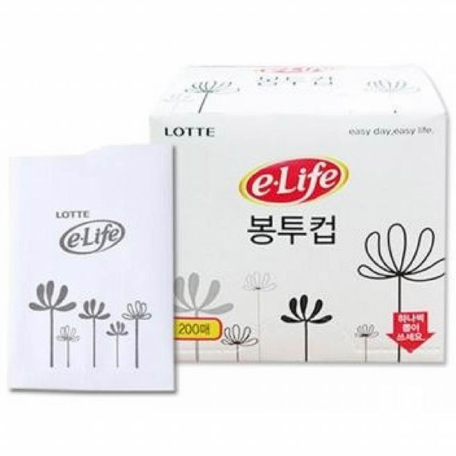 롯데 이라이프 일회용 봉투컵 (6.5cm X 9cm) 200p X 5개 <총 1 000매>