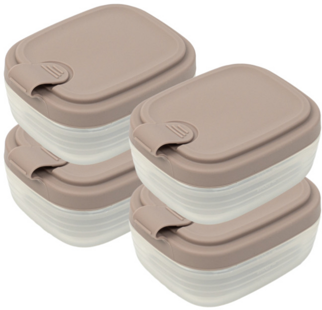 네오실리 에어락 국산 프리미엄 실리콘 밀폐 용기 냉동밥용기, 4개, 소형(150ml) 웜베이지