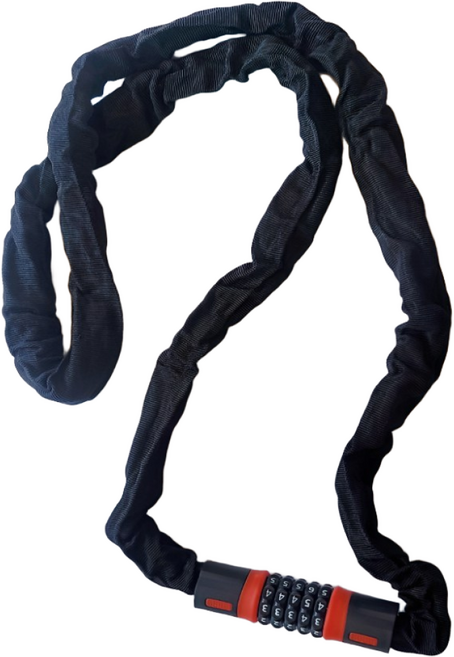 toolkick 긴 자전거 자물쇠 2m 튼튼한 오토바이 전기 자전거 자물쇠 비밀번호 자물쇠 체인 자물쇠, 1개, 블랙