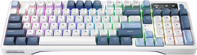 Machenike 메카닉 K600G 무선 3모드 기계식 게이밍 키보드 핫스왑 97키 풀배열 RGB 블루투스 키보드, 화이트/블루, GR은축, 은축