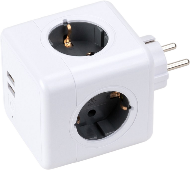 파워존 유커먼 파워아트큐브v2 4구 USB 고용량 선없는 디자인 벽 멀티탭, 화이트, 1개, 화이트