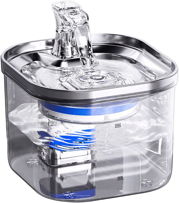 Bornoon 고양이 정수기 강아지 자동 급수기 2L 애견 음수대+필터 2p, 1개, 반투명, WF040