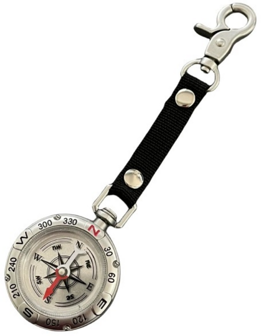 에이오알비 아웃도어 카라비너 나침반 키링, 실버, 1개