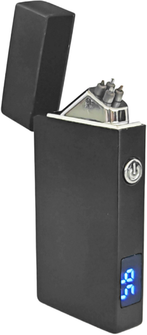 Kindfire 충전식 플라즈마 라이터 듀얼 아크 방풍 방수 캠핑용 라이타 C타입 초경량 전력량 점화횟수 표시 남자 선물용, 블랙, 1개