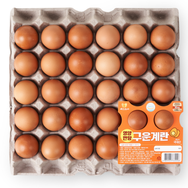 [에그조아] 구운란 30구 하루한알 건강챙기기 중란 단백질 간식 파손보상 안전배송, 1세트