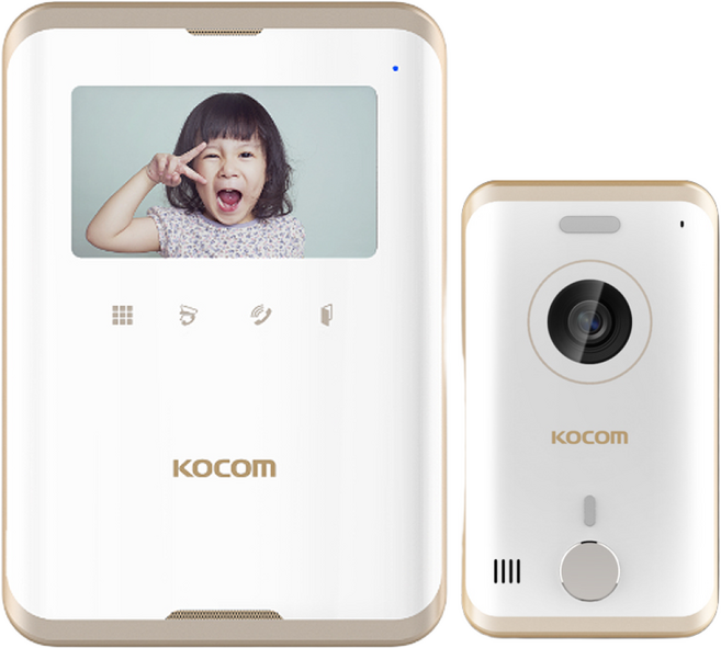 KCV-R431E + 노출형 현관카메라 세트 / 코콤 비디오폰 인터폰 아날로그 4선식, KCV-R431E 화이트+노출형 카메라 세트
