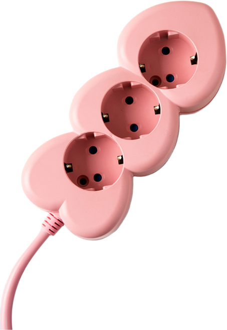 아이정 디자인 멀티탭 하트탭 3구 16A 핑크 안전한멀티탭, 1개, 3구 핑크, 1.5m