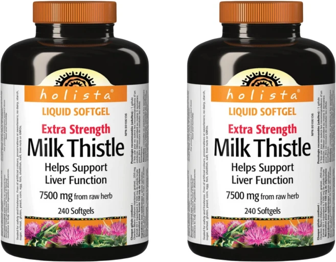 캐나다 홀리스타 밀크씨슬 실리마린 천연 민들레 심황 함유 초강력 7500mg 240정+정품인증서, 2개, 240정 - 쿠팡