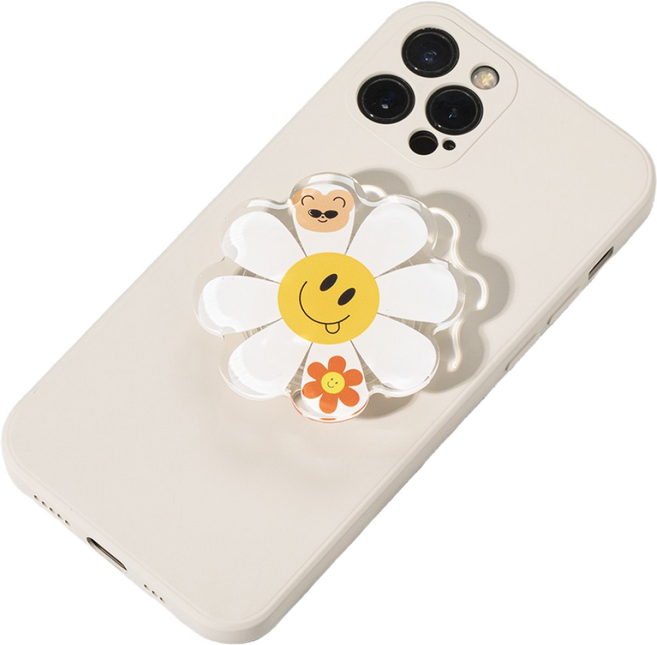 쏘이온 주황꽃스마일 휴대폰 그립 스마트톡, 주황꽃스마일1p